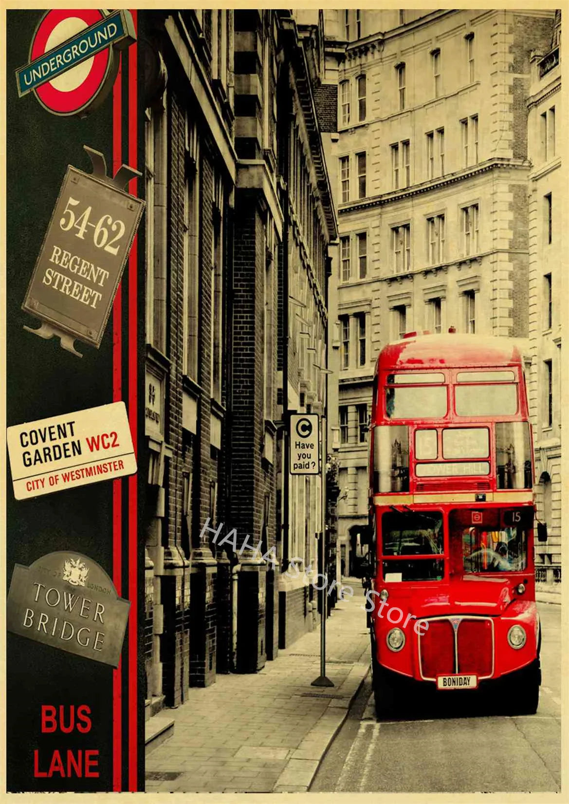 Product Image for Vintage Poster London Street Rote Telefonzelle Wandbilder Wohnzimmer Zuhause Dekoratives Gemälde Tapete Wand, 7 / A4