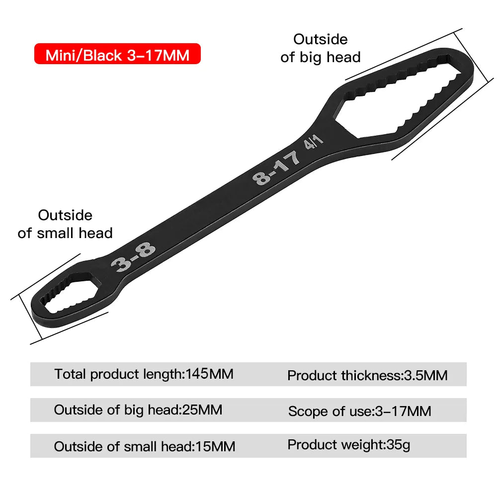 Product Image for Verstellbarer Universeller Torx Schraubenschlüssel - 8-22mm Doppelkopf-Schlüssel für Brillen & Multifunktions-Handwerkzeug, 145mm 3-17mm 3.5mm
