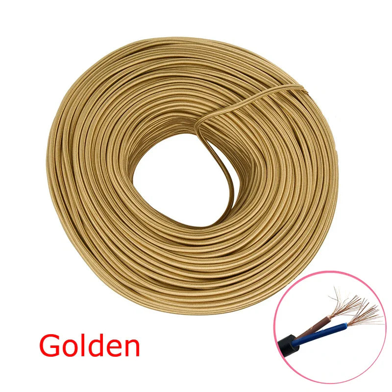 Product Image for Vintage Stoff Geflochtene Elektrische Draht – 2 Ader 0.75mm² Textil Flex Kabel für Edison Lampe & Retro Beleuchtung (2m-10m), Goldene / CHINA / 10m