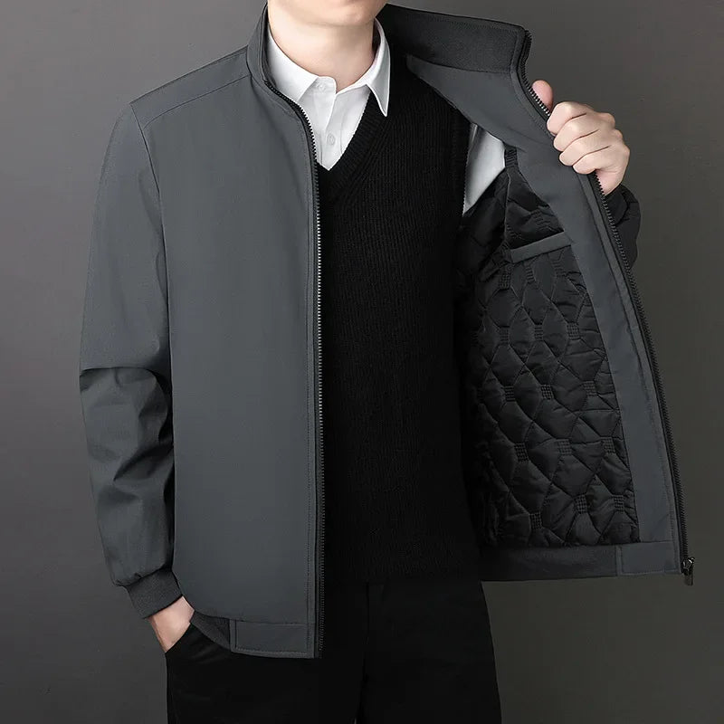 Product Image for Winterjacke Herren 2023 Herbst Einfarbige Plüsch- und Dicke Mäntel Herren Übergröße 8xl Stehkragen Warme Herrenbekleidung, Grau gesteppter / XL 60-