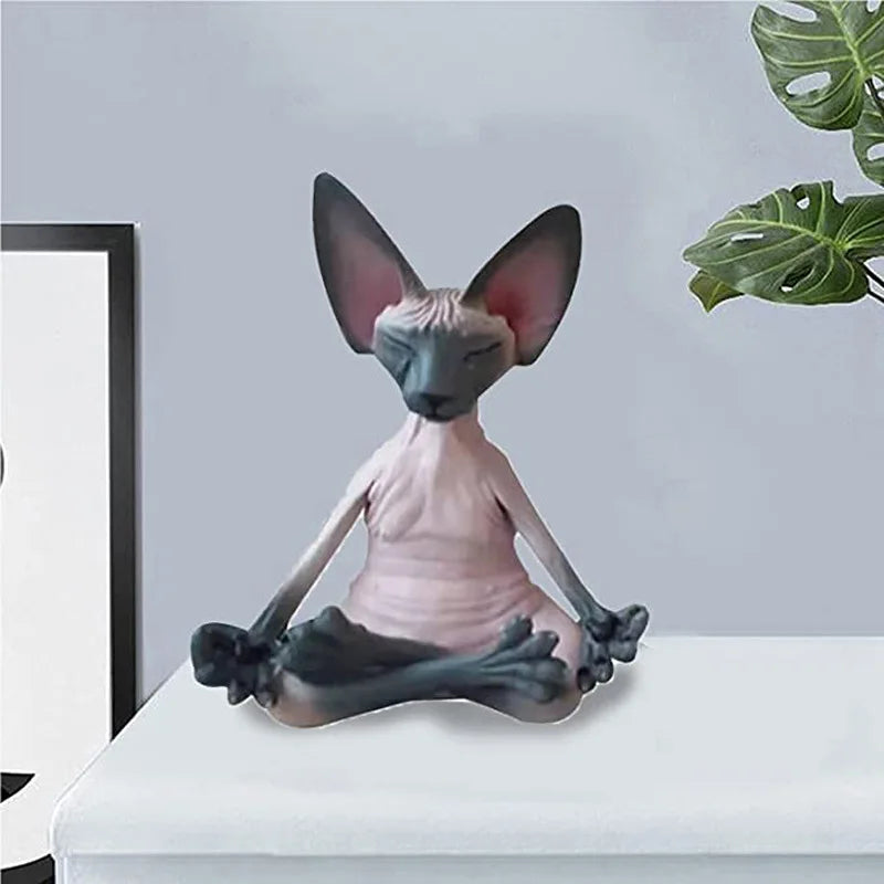 Product Image for Zen Yoga Katze Figurine, Pink Schwarz