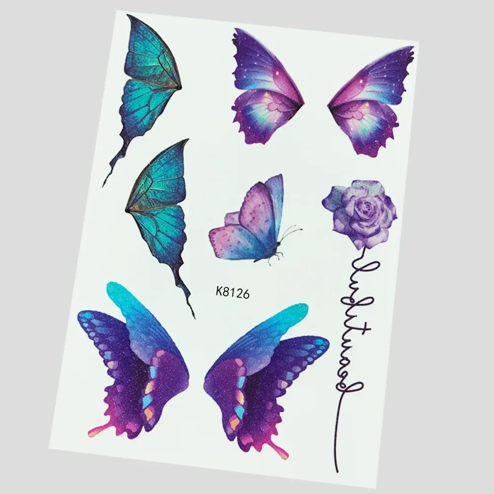 Product Image for Sandsberg | Wasserfeste Temporäre Tattoo Aufkleber Bunte Schmetterling Gesichtsaufkleber Glitzer Flügel Musikfestival Bühne Makeup Körper Dekoration, 