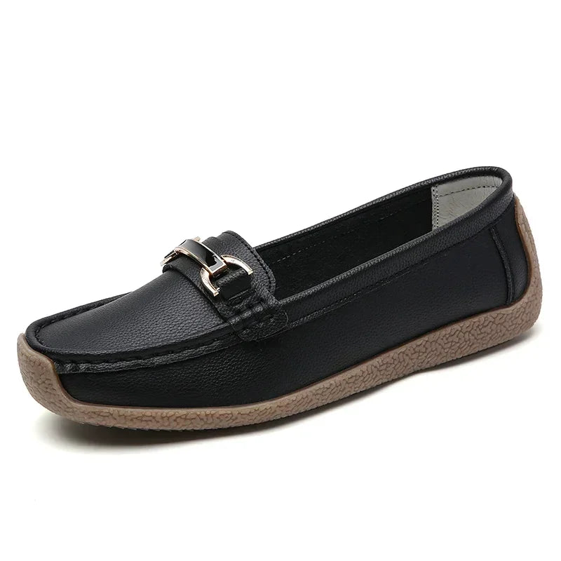 Product Image for Sommer Damen Flache Echte Leder Mokassins Damen Freizeit Schuhe Slipper Weiblich, 37 / schwarz0