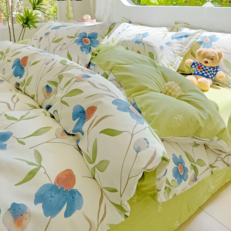 Product Image for Sandsberg | Hot Flora Stil 100 % Baumwolle Bettwäsche Set Bedruckt Vierteiliges Set Reine Baumwolle Bettlaken Set Bettbezug Königin König Größe, 