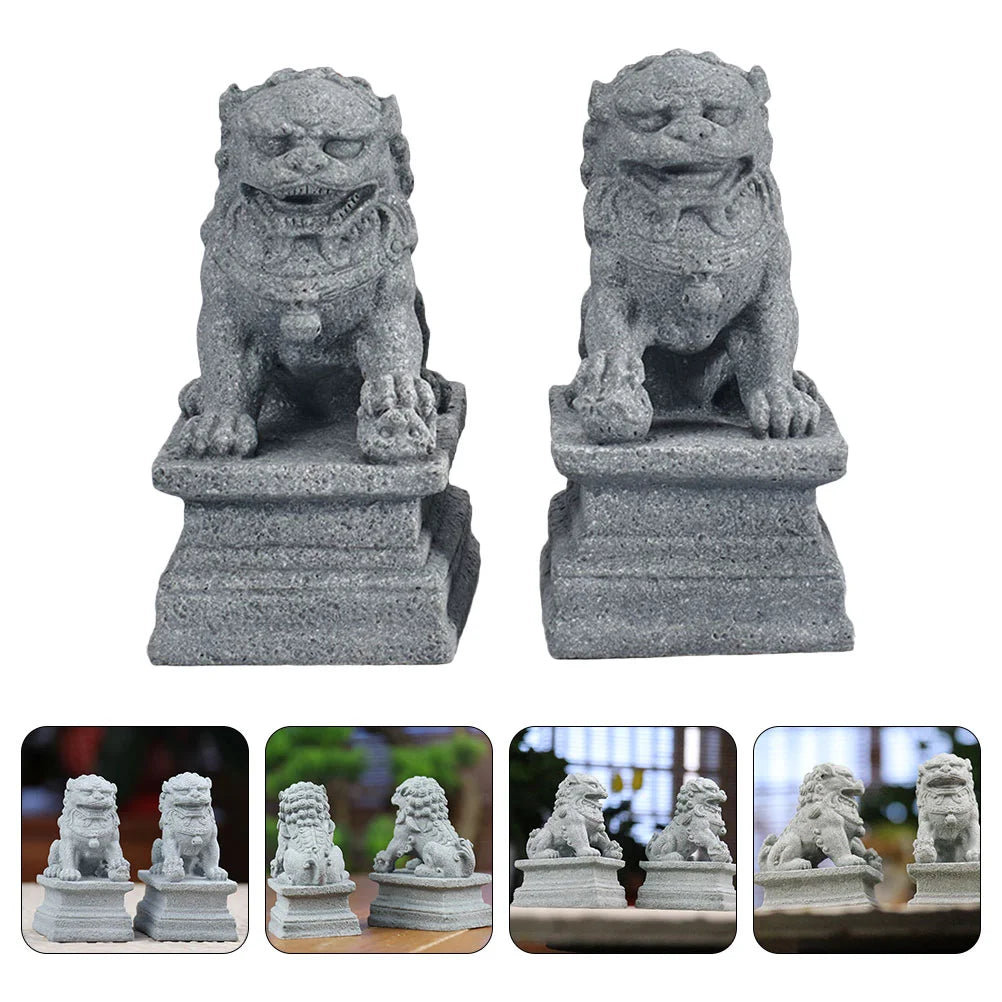 Product Image for Statue Foo Shui Feng Figur Miniatur Stein Löwe Skulptur Dekoration Wächter Chinesisch Wohlstand Dekor Paar Fu Mini Figuren