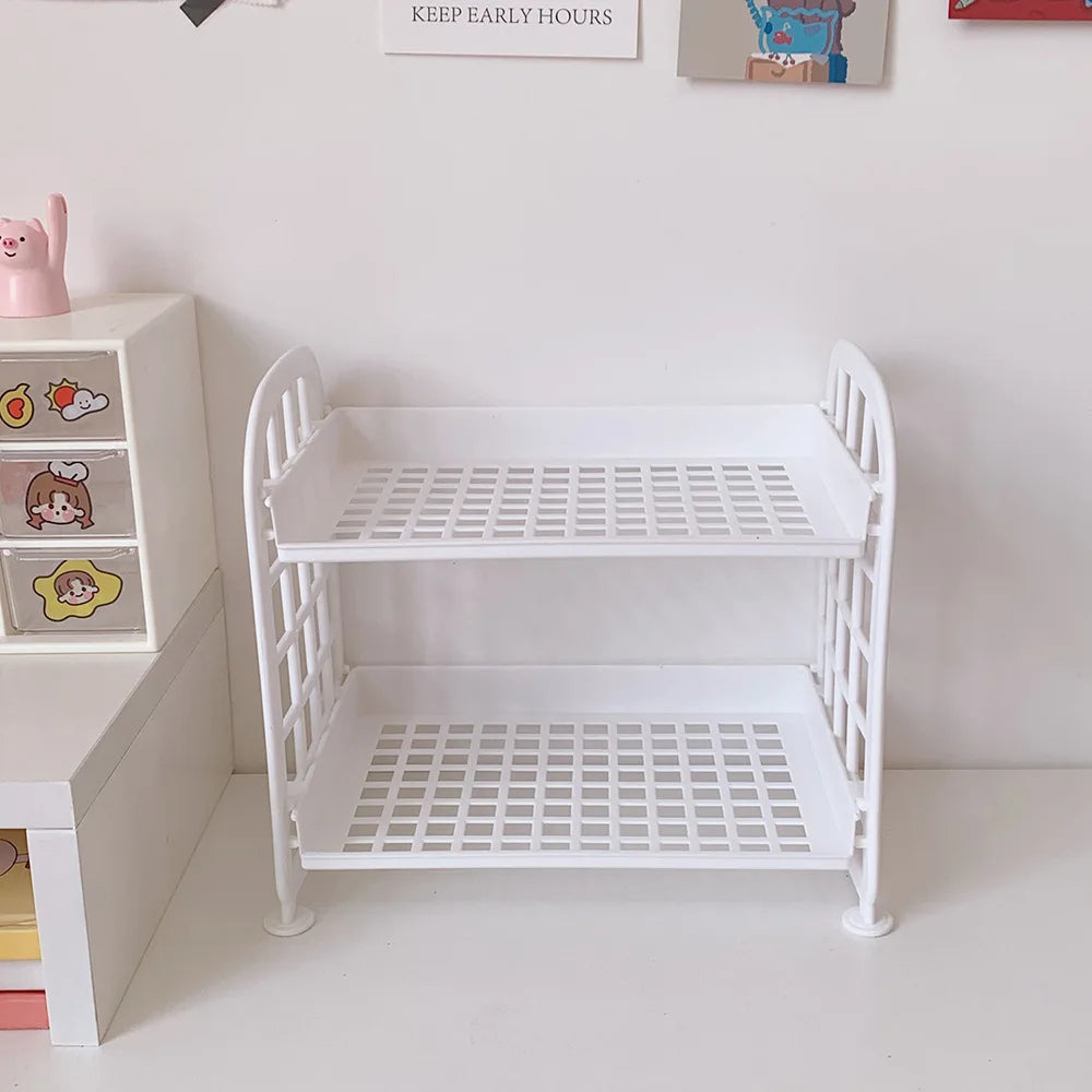 Product Image for Sandsberg | Süßes Raum Speicher Organizer Aufbewahrung Regal Kawaii 2-Layer Desktop Kosmetik Schmuck Aufbewahrung Regal Badezimmer Regal Speicherregal