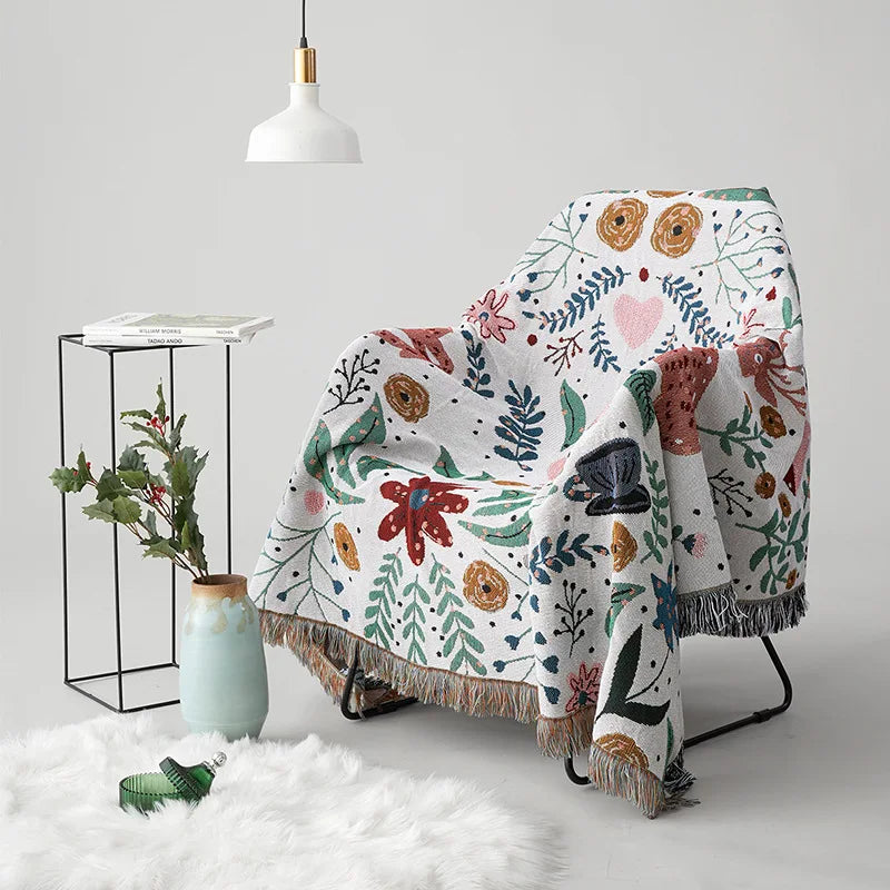 Product Image for Sandsberg | Textile Stadt der Hirschwald Multifunktionale Gewebte Jacquard Decke Pflanzenblumen Wohnkultur Sofaüberwurf Doppelseitiges Bettüberwurf, 