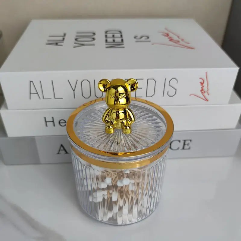 Product Image for Süße Bären Baumwollpad Halter - Q-Tipp Aufbewahrungsbox für Kosmetik Schmuck, Badezimmer Q-Tip Make-up Behälter, Lippenstift Organizer, klar