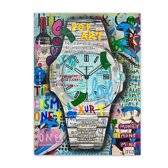 Product Image for Zeit ist Geld Poster und Drucke Graffiti Leinwandbild Moderne Pop Wandkunst Abstrakt Wohnzimmerbild Wohnung Dekoration Wandgemälde, LILA / 20x30cm 