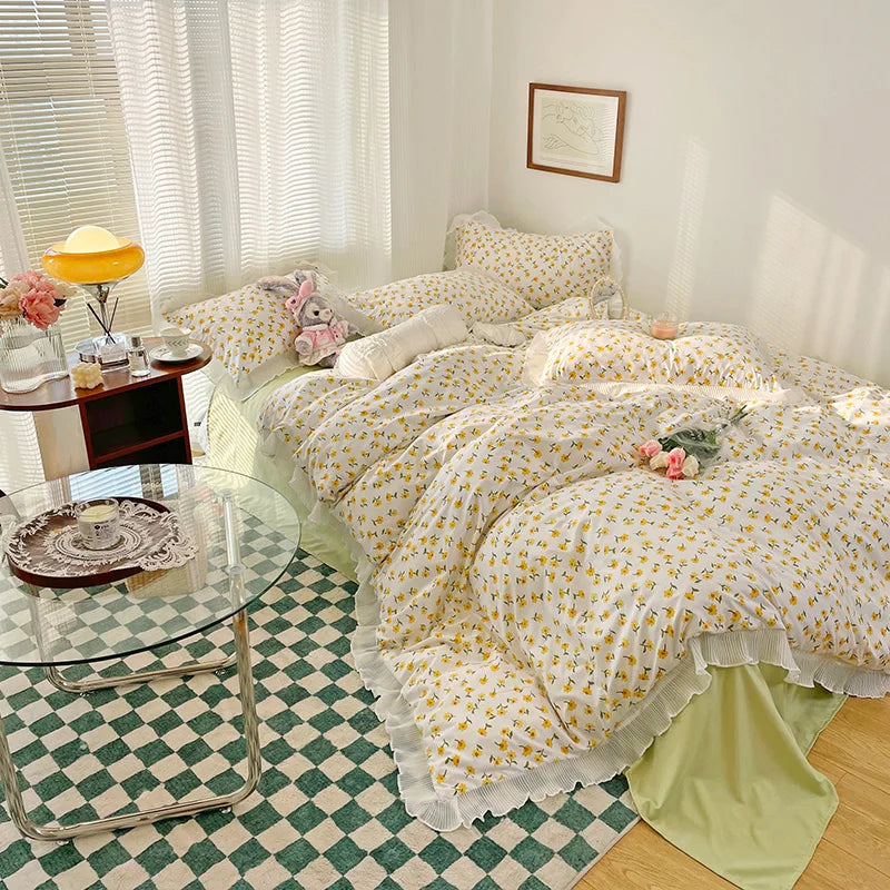 Product Image for Sandsberg | Floral Style 100% Baumwolle Gedruckt Weiches Bettwäsche-Set Bettbezug Bettwaren Bettdecke Kissenbezug Flachlaken Steppdecke Set für 