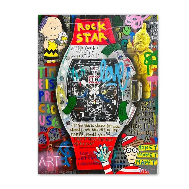 Product Image for Zeit ist Geld Poster und Drucke Graffiti Leinwandbild Moderne Pop Wandkunst Abstrakt Wohnzimmerbild Wohnung Dekoration Wandgemälde, Helles Grau / 