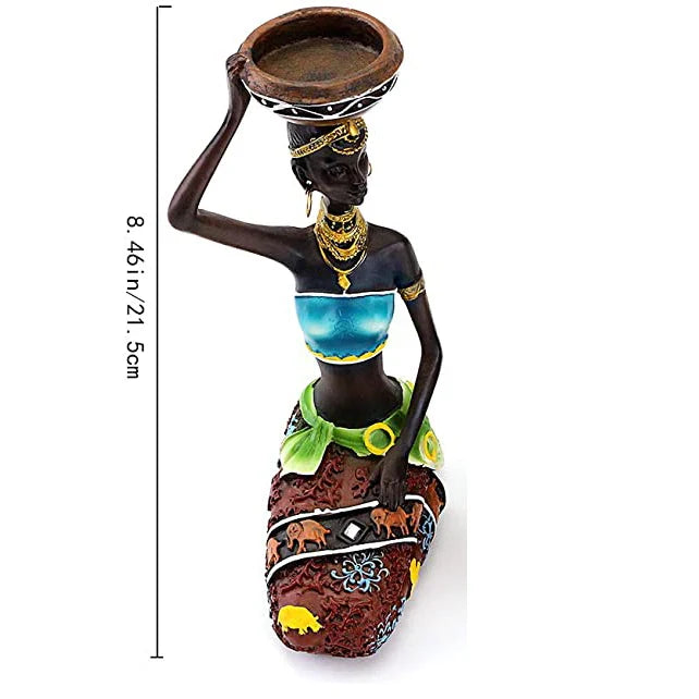 Product Image for Statue Skulptur Kerzenhalter Afrikanische Figuren 8,5" Kerzenhalter für Esszimmer Dekoration Schreibtisch Zubehör Minimalistisches Dekor, Blau