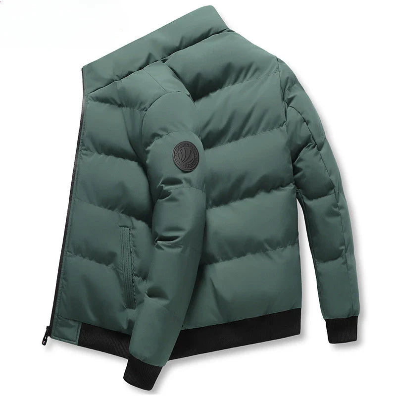 Product Image for Winter Männer Dicke Baumwolle Daunenjacke Mode Herren Casual Stehkragen Parka Verdickte warme einfarbige Mäntel Windbreaker Outwear, Die Farbe Grün / 