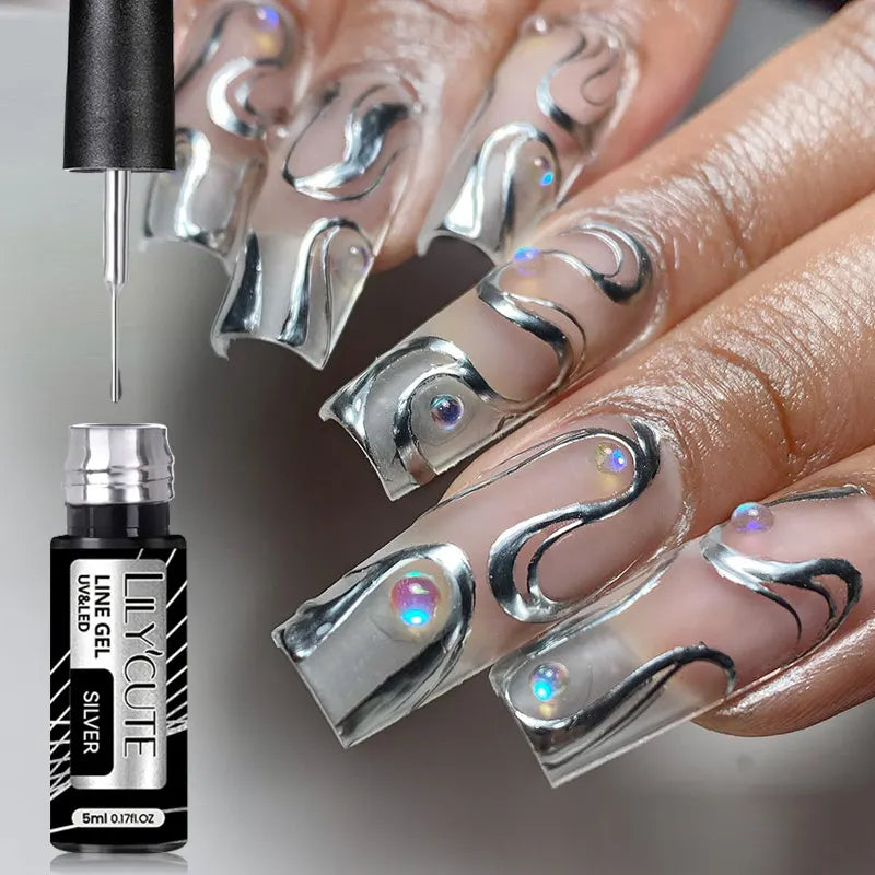 Product Image for Sandsberg |5ML Aurora Cat Magnetischer Liner Gel Nagellack Funkelndes Malgel Nagellack Semi Permanent UV Gel Linien Französische Nagelkunst, SILBER