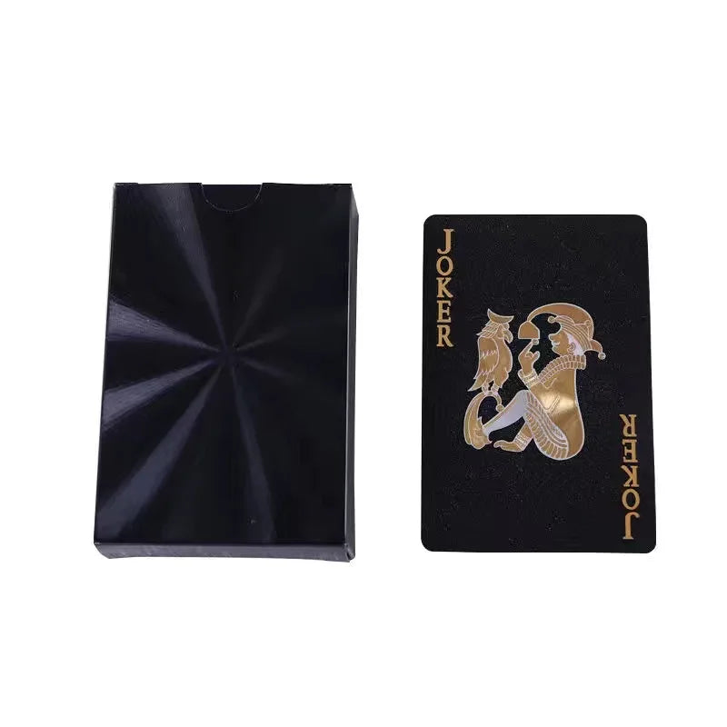 Product Image for Sandsberg | 1 Deck von coolen schwarzen Spielkarten, wasserdichte schwarz-goldene Folien-Pokerkarten, großartig für Magie, Wasser-Kartenspiele und 