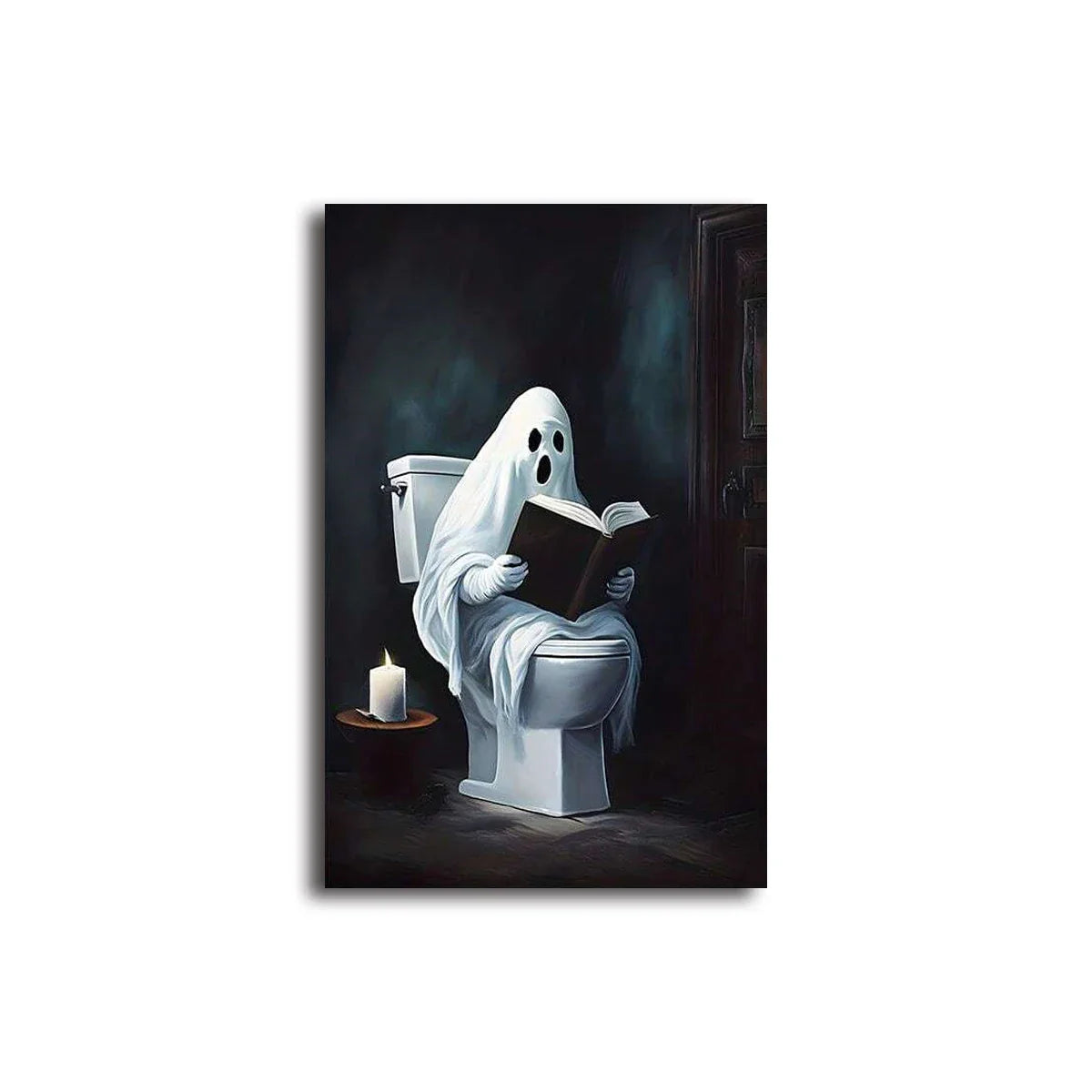 Product Image for Sandsberg | Retro Süßes Gespenst Begleiter & Liest Buch Leinwanddrucke Monster Hält schwarze Katze Wandkunst Poster für Wohnzimmer Halloween Dekor, 