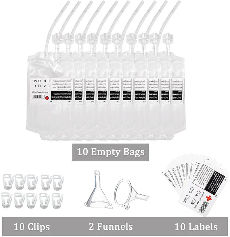 Product Image for Sandsberg | 10 Stk./Los 350ml Halloween Blutbeutel für Getränke PVC Trinkbeutel Vampir-Thema Party-Requisiten Horrorman Halloween Party Zubehör, 