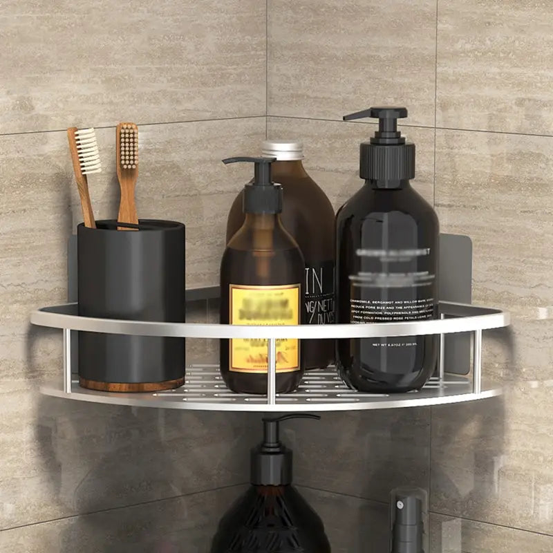 Product Image for Wandmontierter Badezimmer-Aufbewahrungshalter: Kein Bohrer Eckregal Duschhalter - WC Shampoo-Organizer, Badezimmerzubehörregale, silber