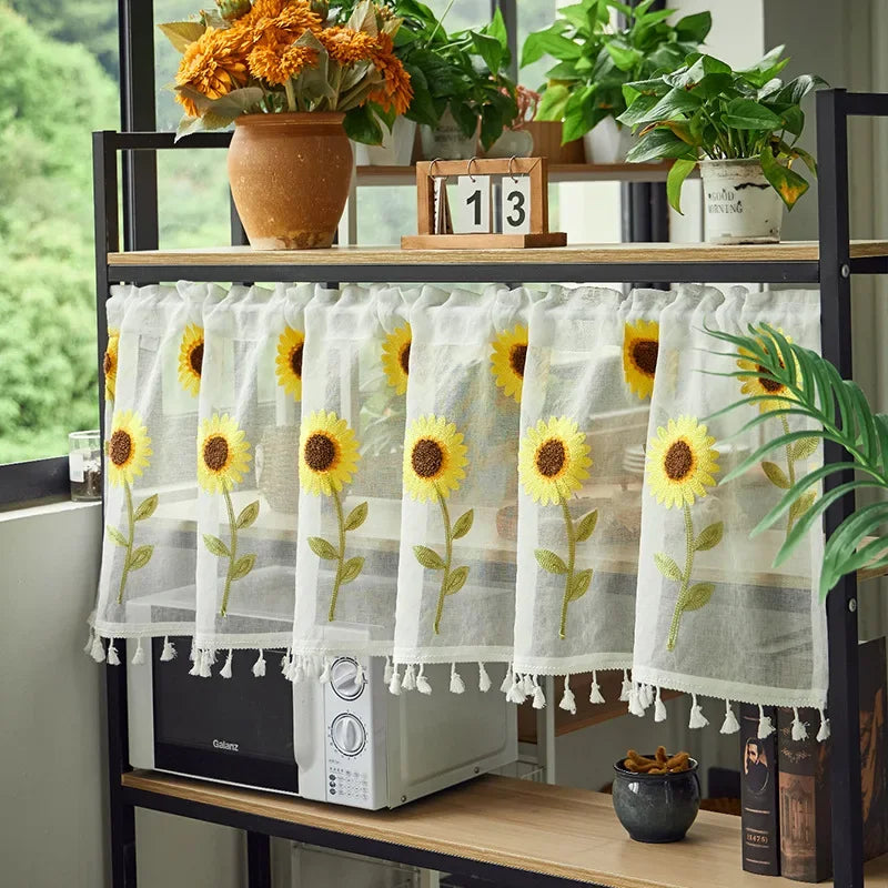 Product Image for Sandsberg | Baumwolle Mode Daisy Kurze Vorhänge Road Pocket Schatten Blumen Quaste Für Küche Schlafzimmer Wohnzimmer Erker Fenster Schrank Vorhang, E 