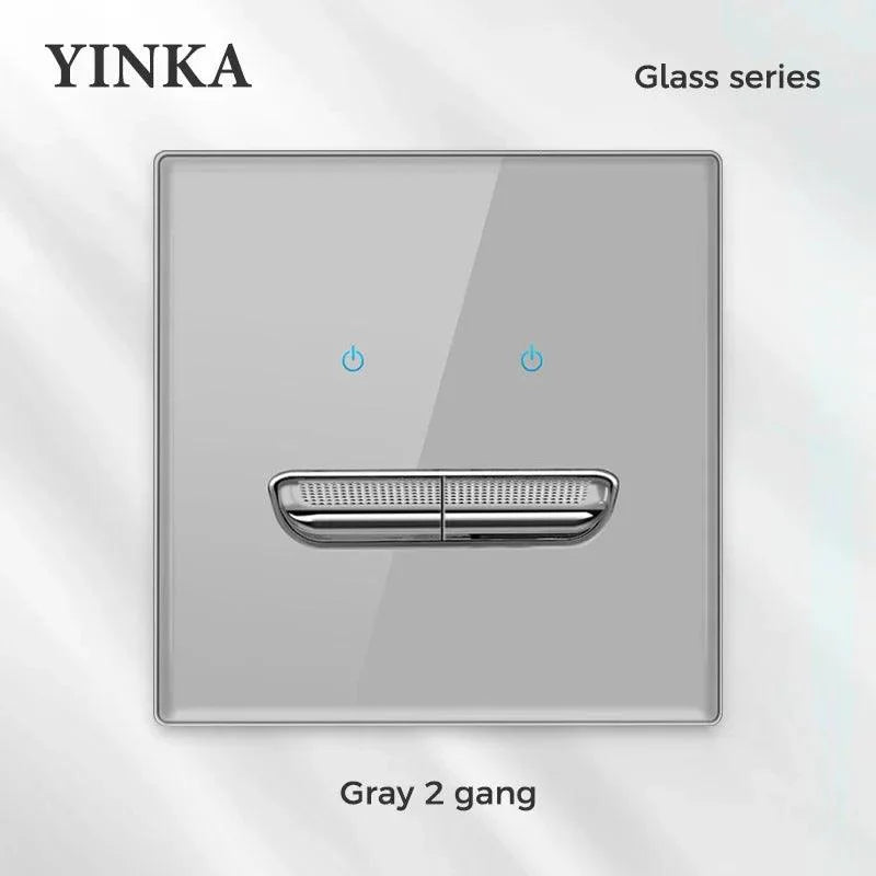 Product Image for Sandsberg | Elegante LED Kristallglas Lichtschalterpanel - Vielseitiges Mehrfachsteuerungssystem, Grau 2gang / 2Way