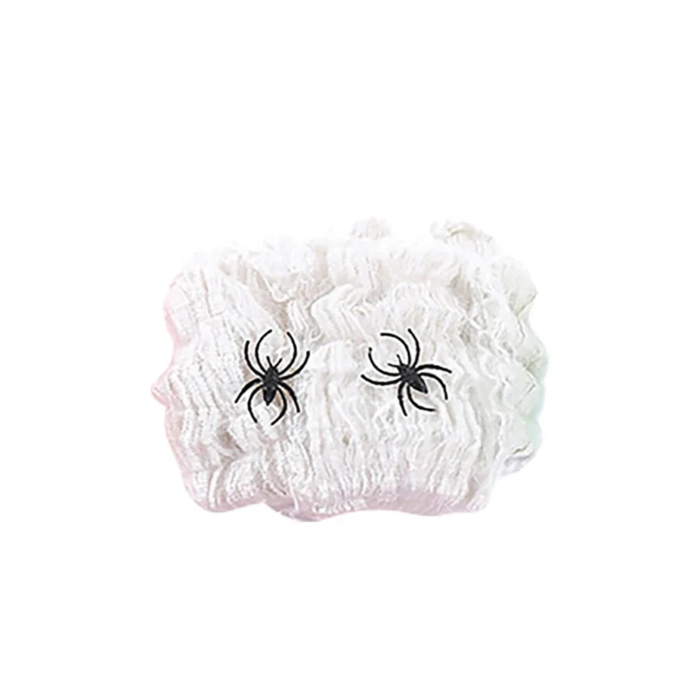 Product Image for Sandsberg | Künstliches Spinnennetz, Horror Spinnennetz Halloween Dekorationen, Dehnbares Spinnennetz mit Spinne, Gothic Horror Wohnkultur, Weiß / 20g