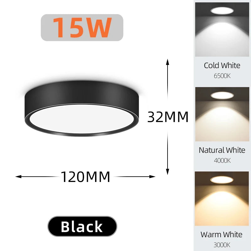 Product Image for Ultrathin Deckenleuchte, Rund schwarz 15w / 1STÜCK / CHINA | Kaltweiß 6500K