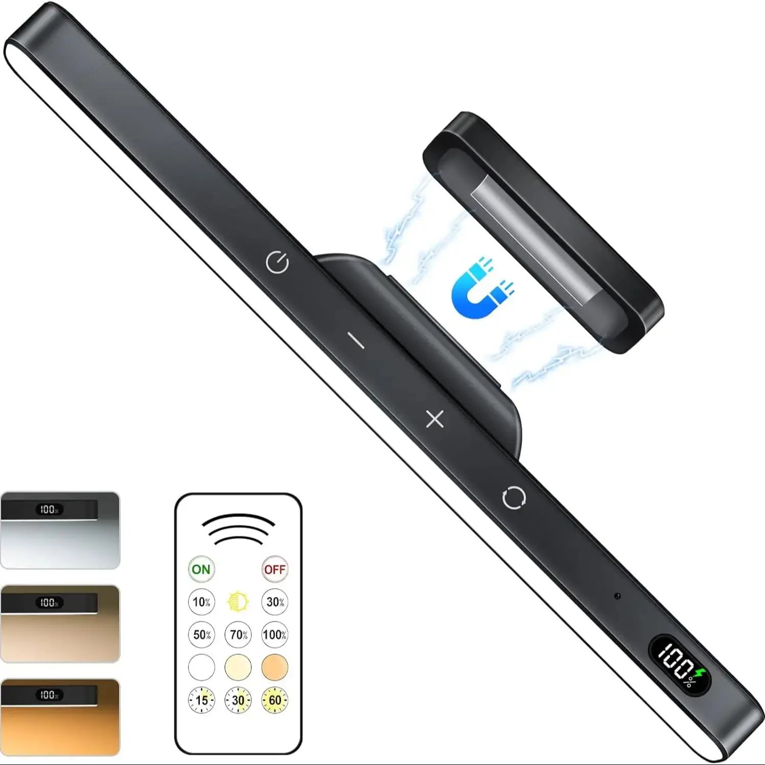Product Image for Touch Tischlampe mit Magnetbasis – Wiederaufladbare LED Nachttischlampe zum Lesen, für Schreibtisch und Nachttisch – 2500mAh Batterie, 3 