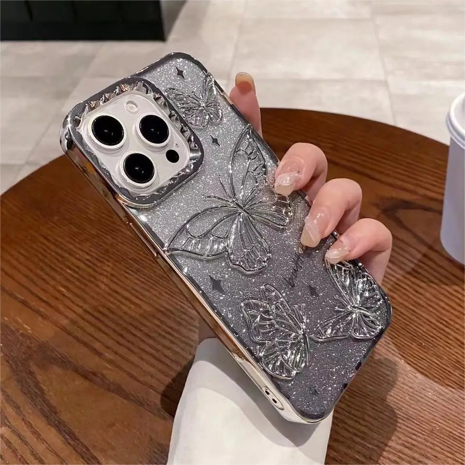 Product Image for Sandsberg | 3D Bling Glitzer Schmetterling Quicksand Farbverlauf Handyhülle Für iPhone 16 15 14 13 12 11 Pro Max 16 Plus Beschichtung Stoßfest Hülle, 