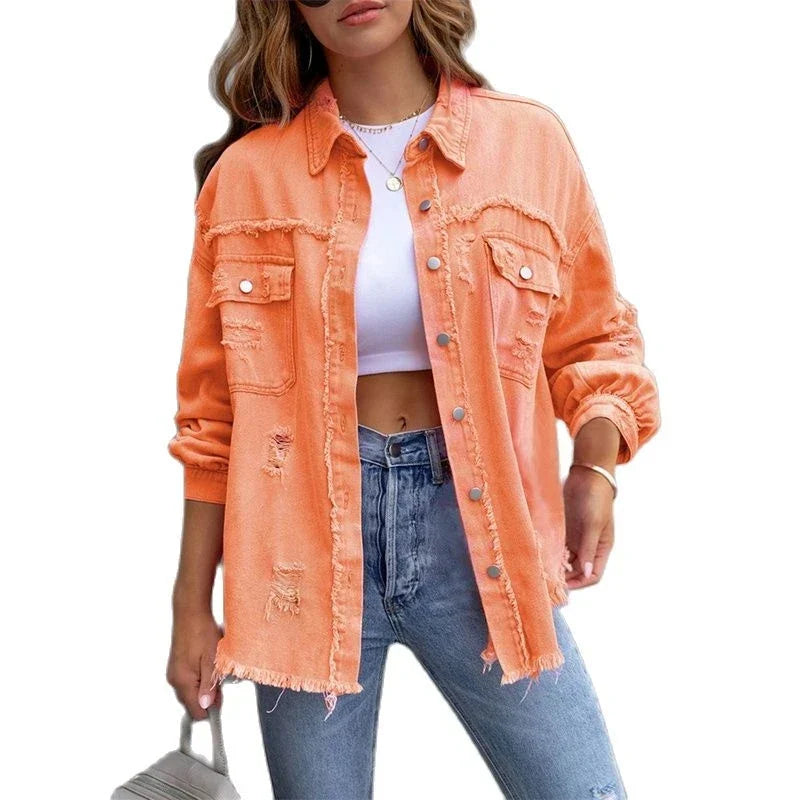 Product Image for Trendy Jeansjacke für einen Selbstbewussten Look, Orange / M