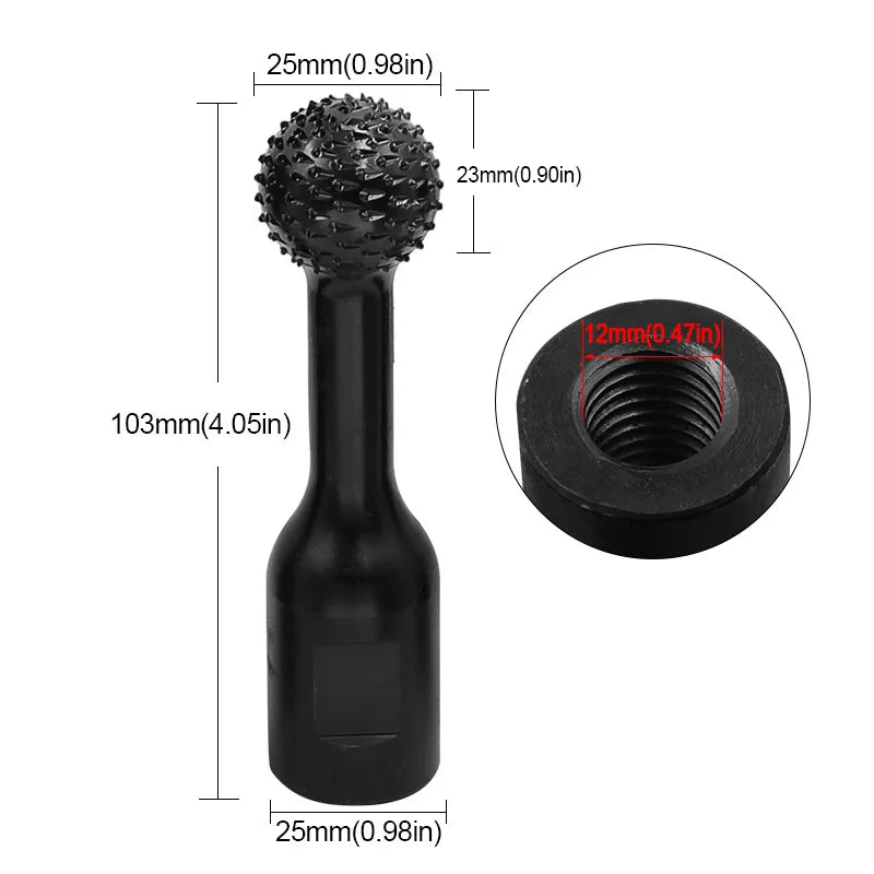 Product Image for Winkelschleifer Rotationsfeilen Schnitzwerkzeuge - Sphärischer Schleifkopf, 12CM Schleifen von Holzrinnen Polieren runder Bohrer, 25mm