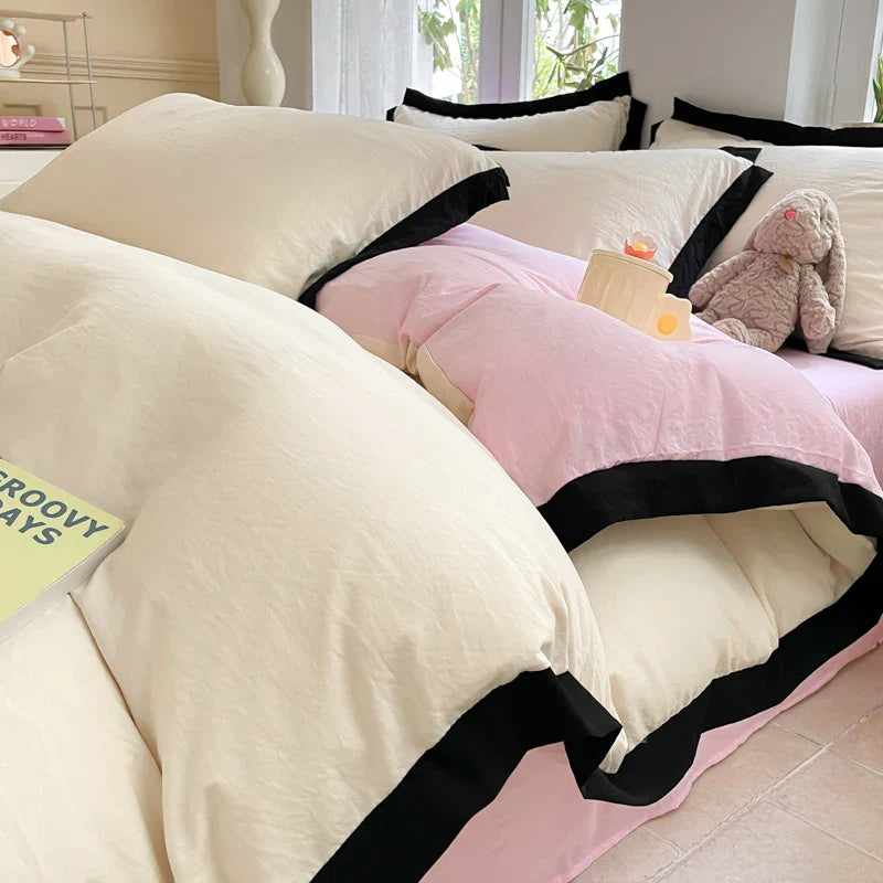 Product Image for Sandsberg Ins Style Bettwäsche Set Hochgewichtig Schwer Wasserwaschbare Wolle Stil Doppel Farben Bettlakenbezug Kissenbezug Set Für Sommer Winter, 2 /