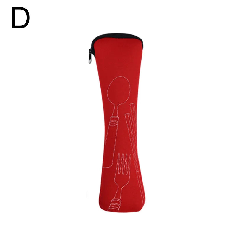 Product Image for Tragbare Besteckaufbewahrungstasche – Besteckverpackungsbeutel für Gabeln, Löffel, Messer, Reisetischgeschirrcase mit Reißverschluss, D