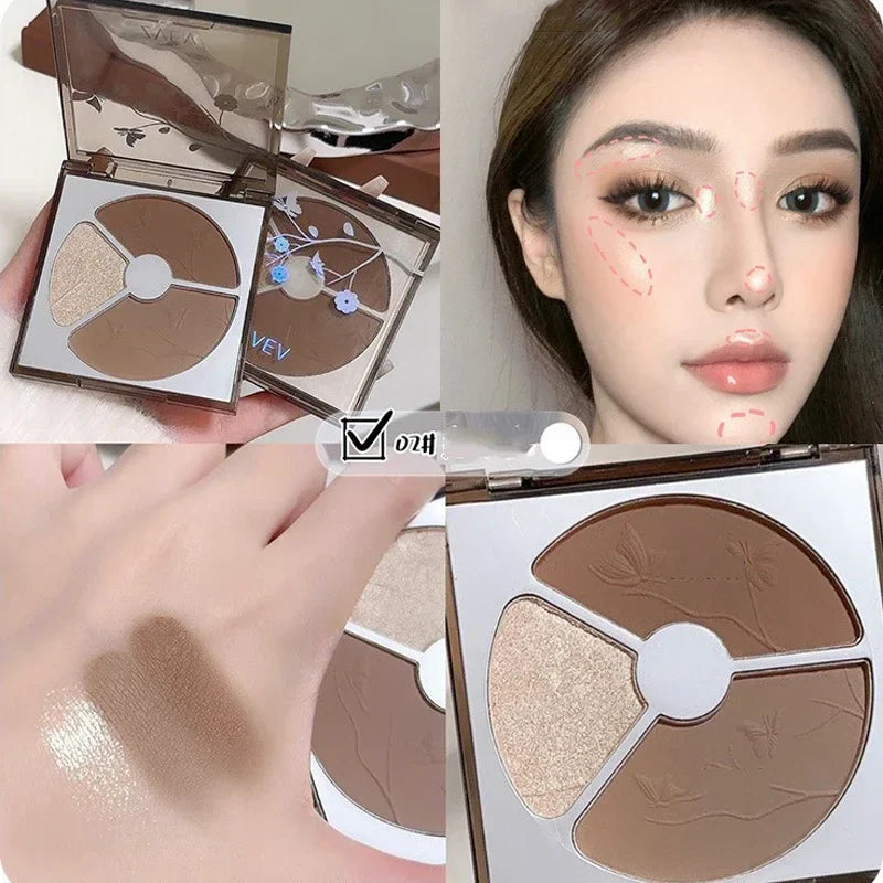 Product Image for Sandsberg | 3 Farben Matte Braune Highlighter Gesichts Kontur Palette Wasserfest Langanhaltendes Glitzer Konturpuder Make-up Bronzer Kosmetik, 2