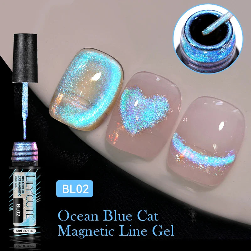 Product Image for Sandsberg |5ML Aurora Ocean Blue Liner Gel Polish Nail Art Sparkling Painting Cat Magnetic Gel Semi Permanent UV Gel Französische Nägel, Magnetisch 