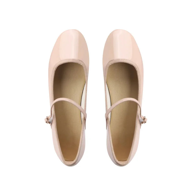 Product Image for Sandsberg | Zapatillas Französische Flache Damen Schuhe Herbst Flachgeschnittene Mary Jane Schuhe Einlinien-Lederschuhe Ballett-Einzelne Damen, Naked 