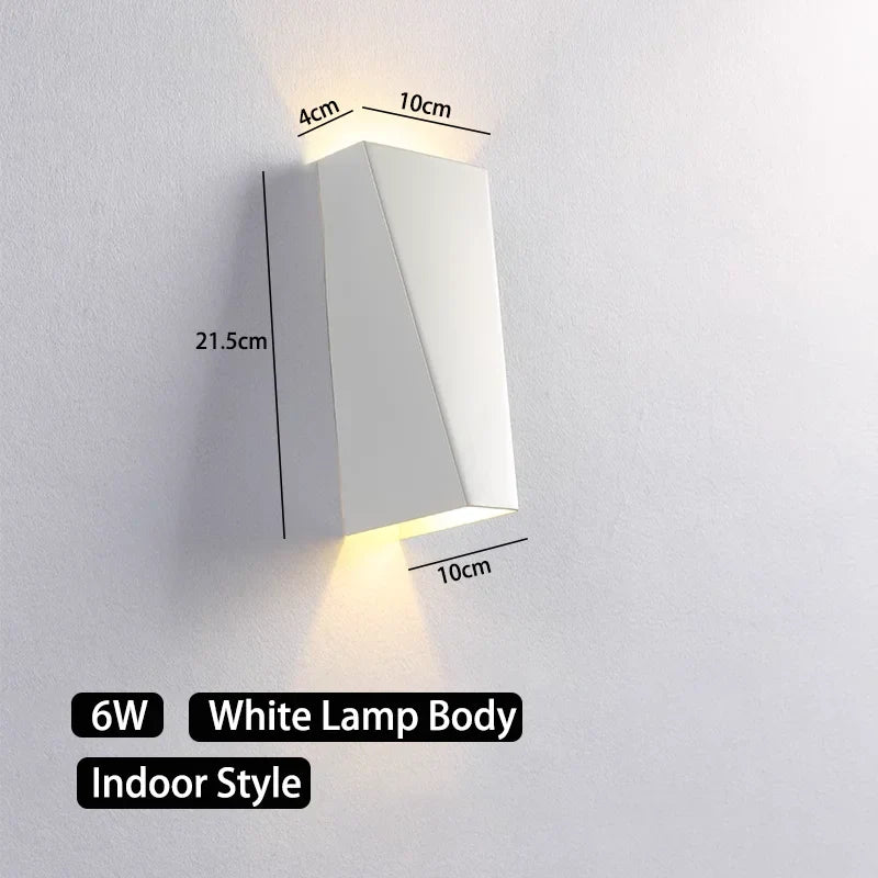 Product Image for wasserdichte Aluminium Wandlampen für Schlafzimmer, Wohnzimmer und Außenwandlampen mit wasserdicht, Warm Weiß / Innen Weiß Stil / 6W