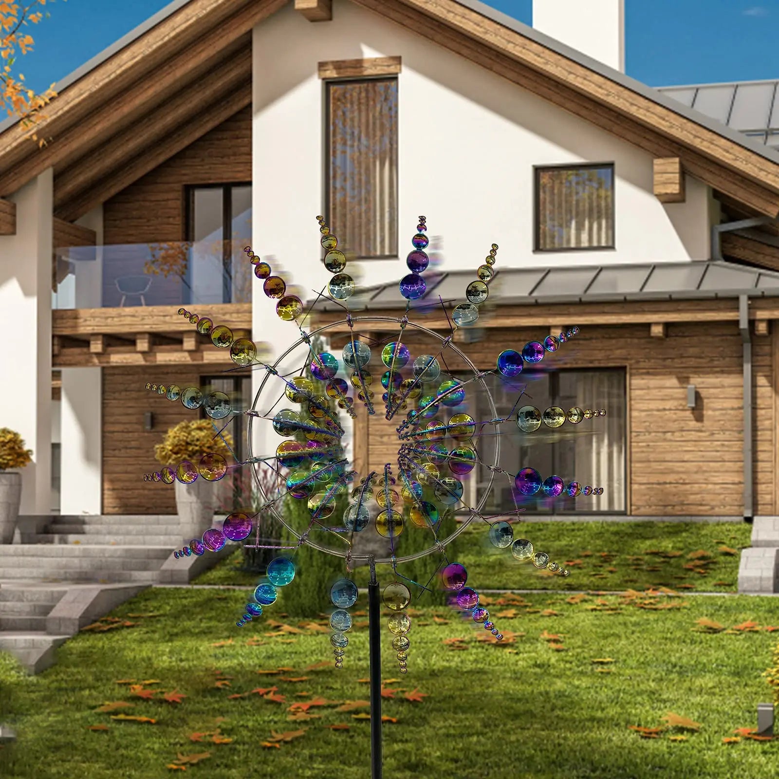 Product Image for Einzigartiger Solarbetriebener Kinetischer Metall Windmühlen Spinner - Magische Windkollektoren für Patio, Garten, Rasen Außen Dekoration, Farbe