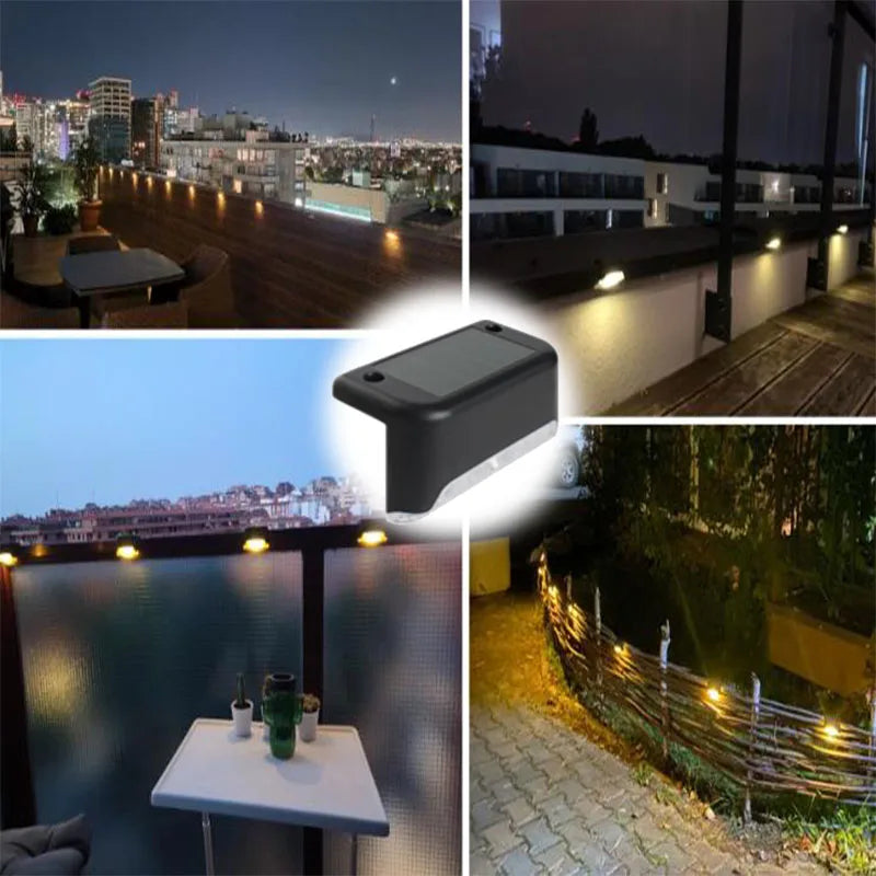 Product Image for weiße LED Solar-Stufenlampe Außen wasserdicht Weg- und Treppen-Gartenlicht, Schwarz-Warm / 4PCS