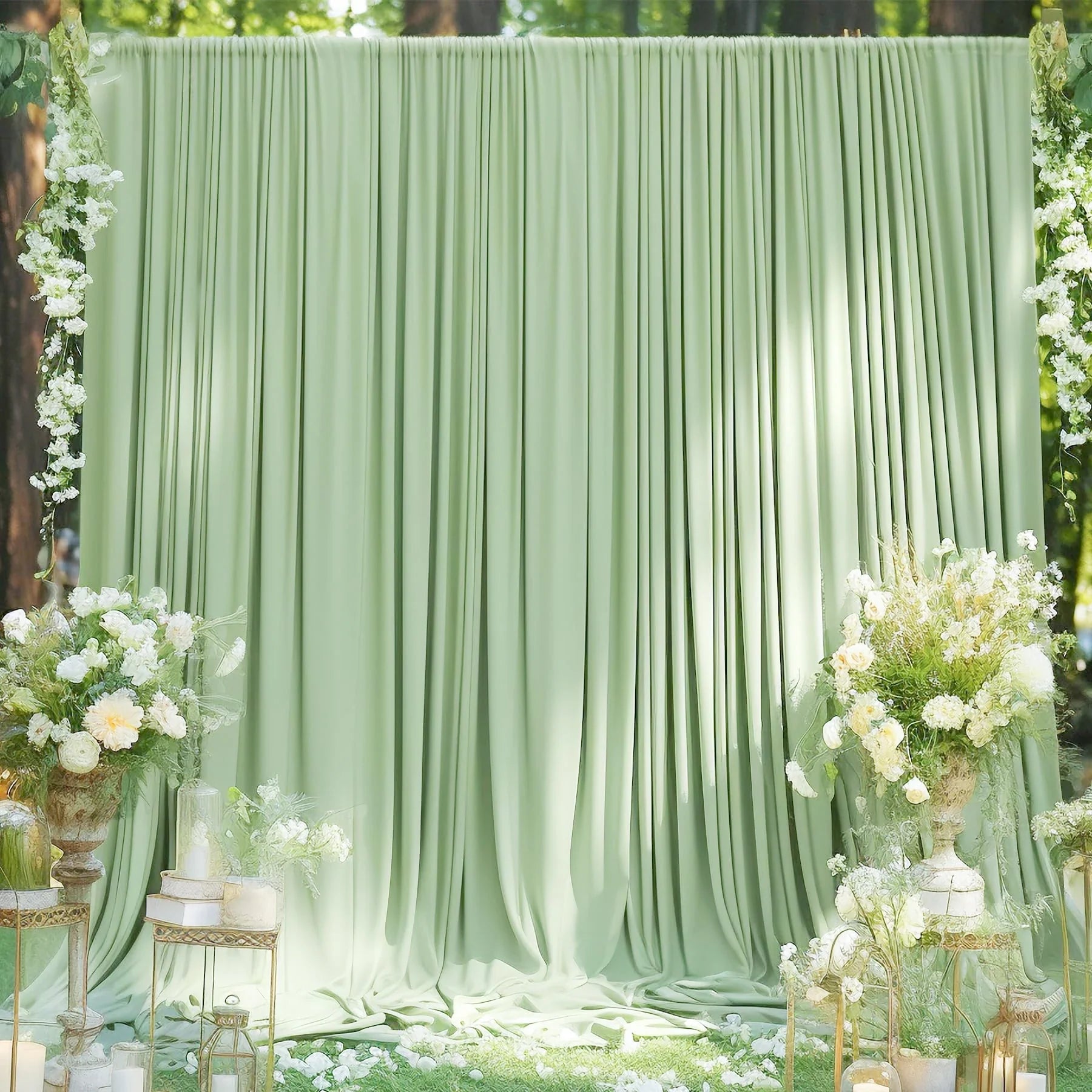 Product Image for Sandsberg | 2PCS Salbeigrün Hintergrundvorhang für Party Hochzeit Faltenfreier Fotovorhang Hintergrund Drapes Stoff Dekoration für Babyparty, 