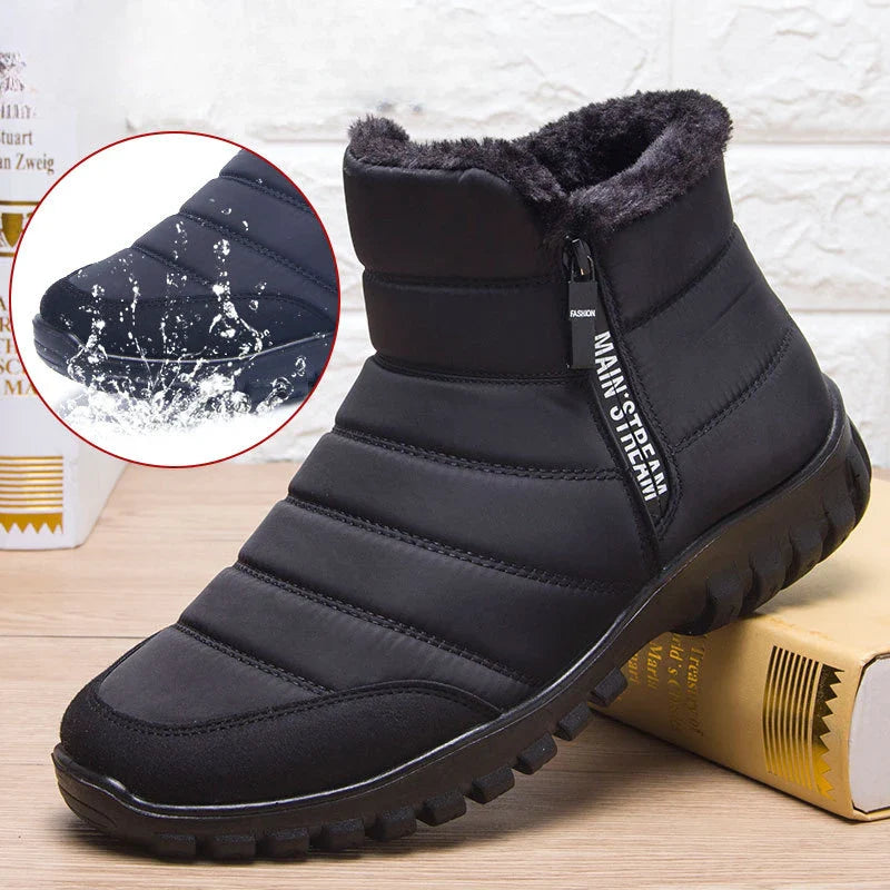 Product Image for Winter Herren Knöchel Schnee Stiefel Wasserdicht Rutschfeste Schuhe für Männer Casual Warm Halten Paar Fußbekleidung Homme, Schwarz / 44