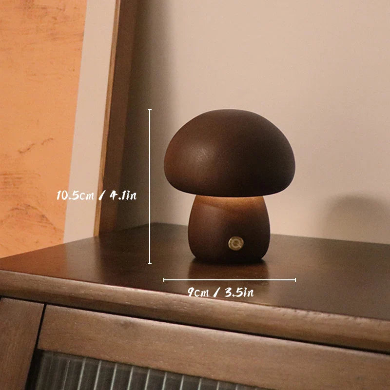 Product Image for Sandsberg | Holz Pilz Nachtlicht - Touch Switch Dimmbar Schreibtischlampe, Warmweiß / Walnuss D / USB-Stecker