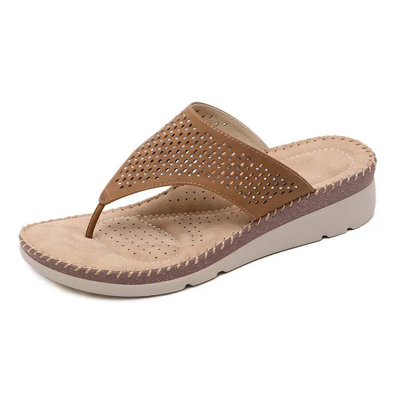 Product Image for Sommer Schuhe Frauen Sandalen Super Soft Urlaub Flip Flops Dicke Sohle 4cm Rutschfest, Braun / 9
