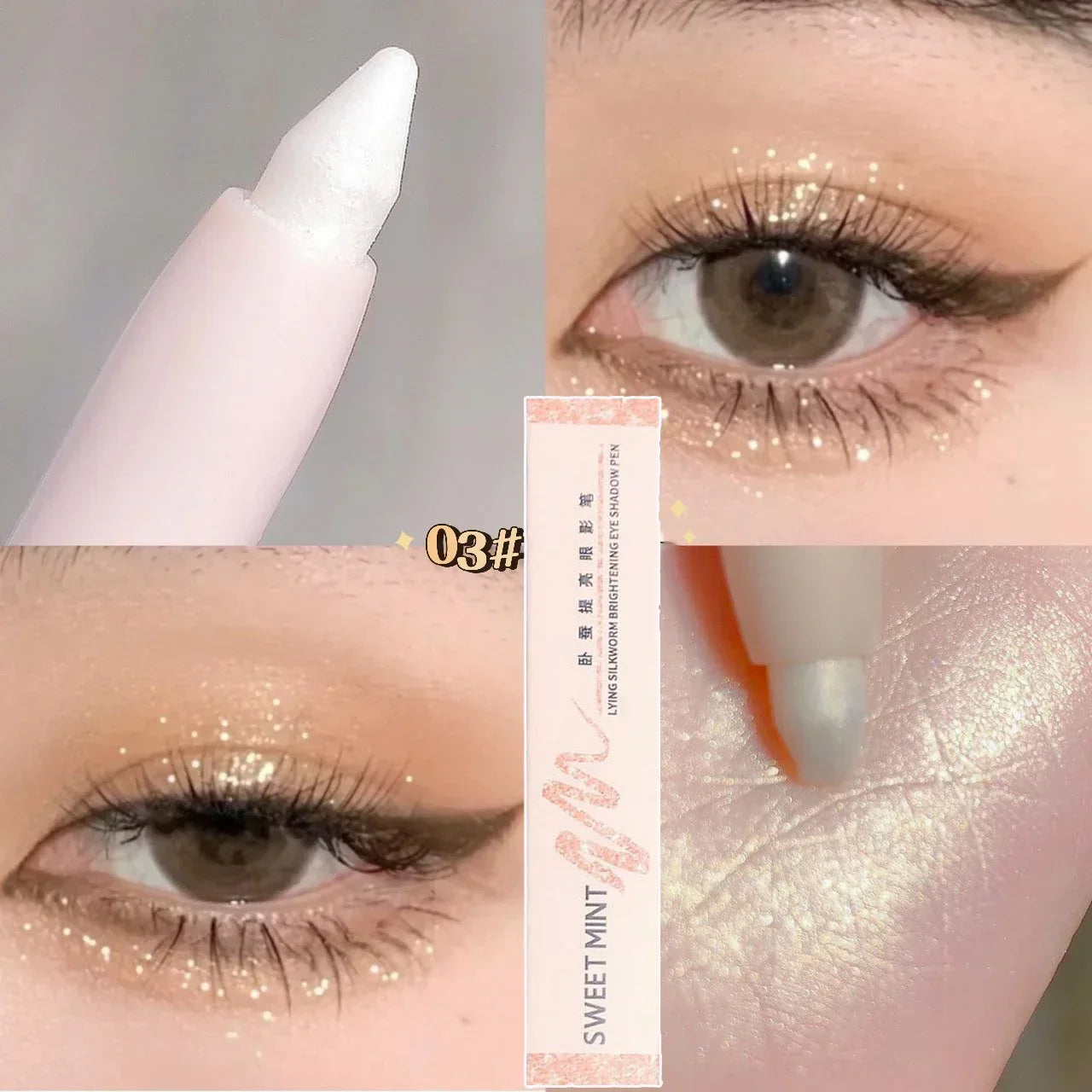 Product Image for Sandsberg | 14 Farben Weiß Eyeliner Shiny Glitter Lidschatten Stift Eye Liner Stift Matt Braun Pink Perlmutt Augen Make-up Aufhellen Seidenwurm, 3