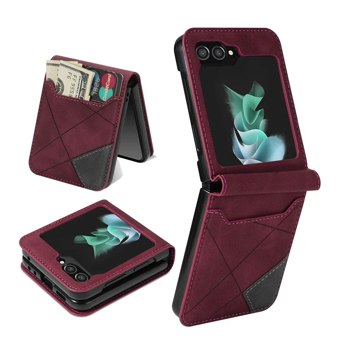 Product Image for Lederne Geldbörsenhülle für Samsung Galaxy Z Flip Serie, Rot / Galaxy Z Flip 3