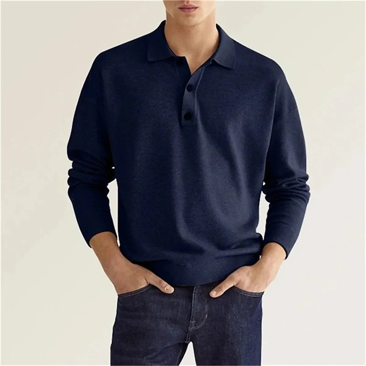 Product Image for V-Ausschnitt Poloshirt, marineblau / S