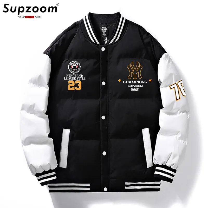 Product Image for Supzoom 2023 Neuankunft Parka Dick Casual Regular Ge quiltet Männlich Beliebte Kleidung Patchwork Baseballjacke Kurze Winterjacke Herren, Schwarz 