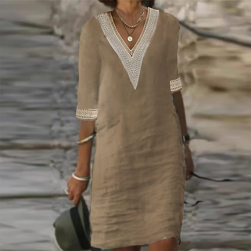 Product Image for Elegantes Leinen Sommerkleid, Khaki / S
