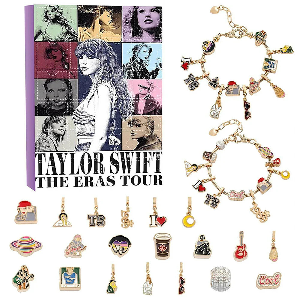 Product Image for Taylor Swift-inspirierte Armbänder Adventskalender Geschenk 24 Tage 2024 – Perfekte Weihnachtsüberraschung!, Stil B