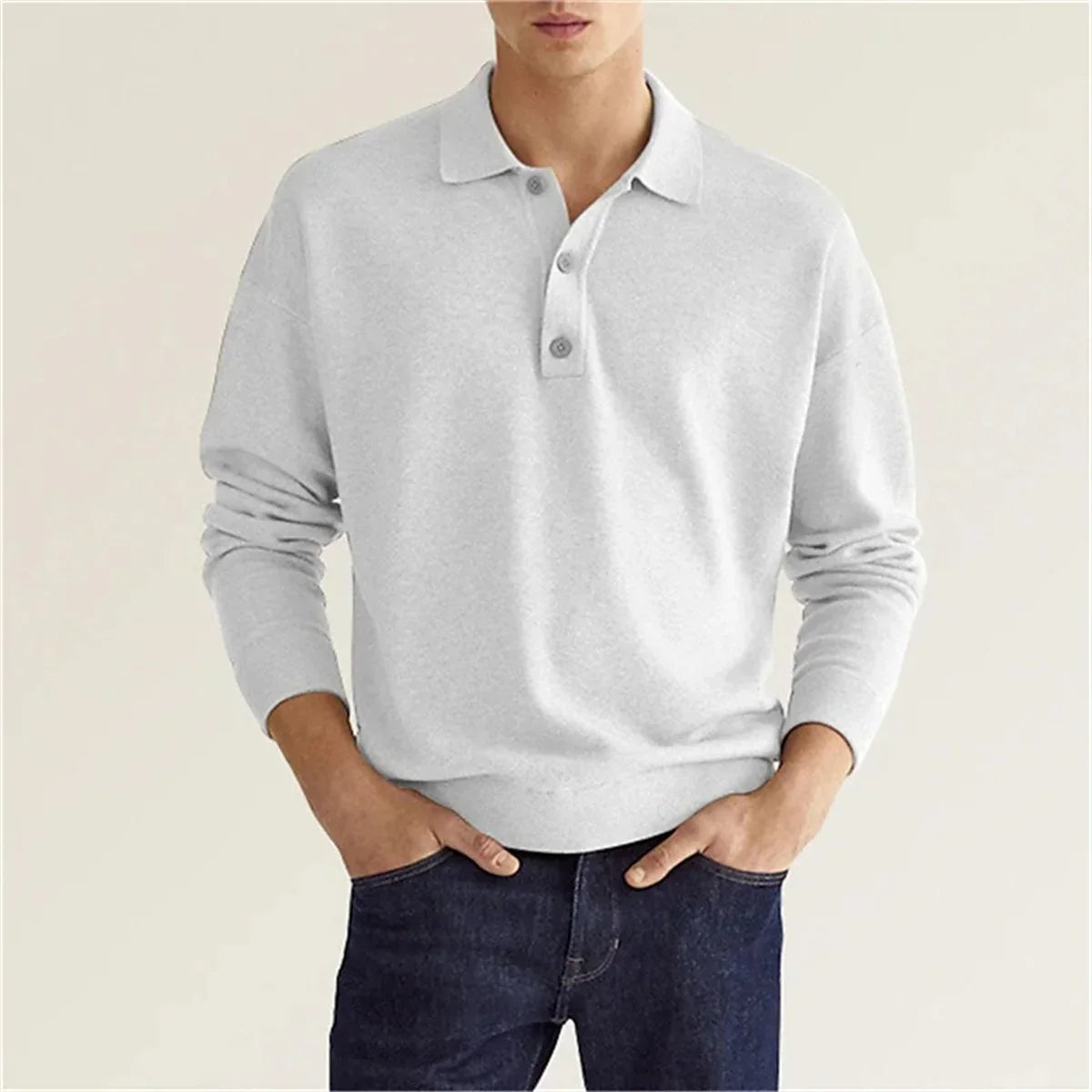 Product Image for V-Ausschnitt Poloshirt, Weiß / XXXL