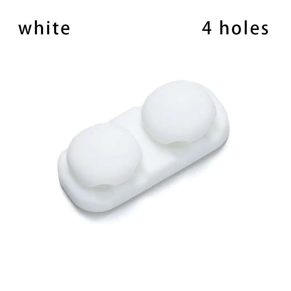 Product Image for Silicon-Magnet-Kabel-Organizer - Selbstklebender DIY USB-Halter für flexibles Desktop-Kabelmanagement, E-weiß 4 Löcher